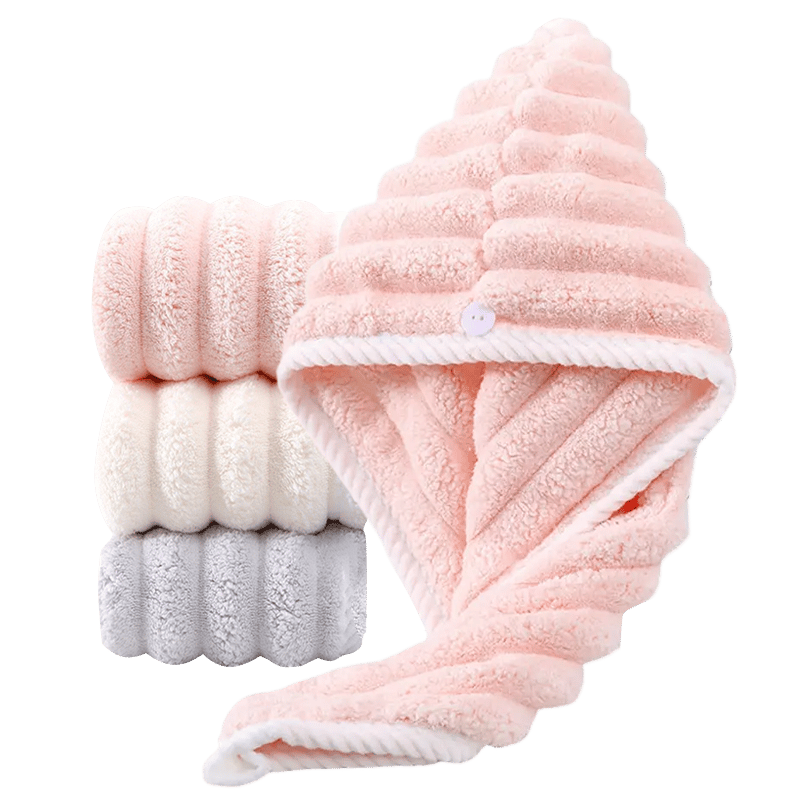 Bonnet sèche-cheveux en velours corail