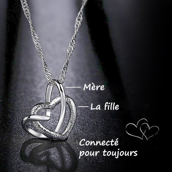 Collier Double Coeur Givré