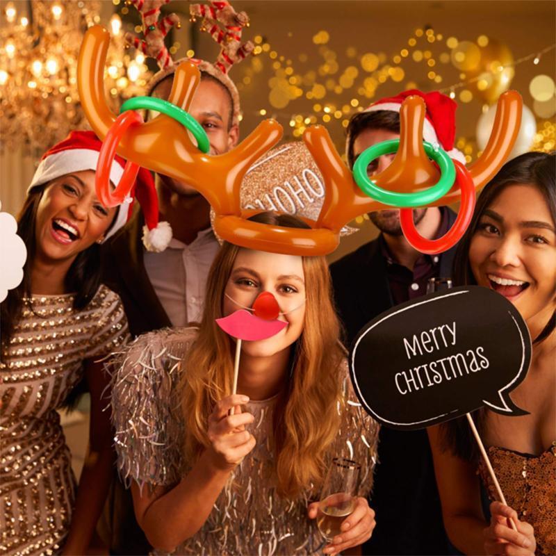 Jeu de lancer d'anneaux de bois de renne de Noël