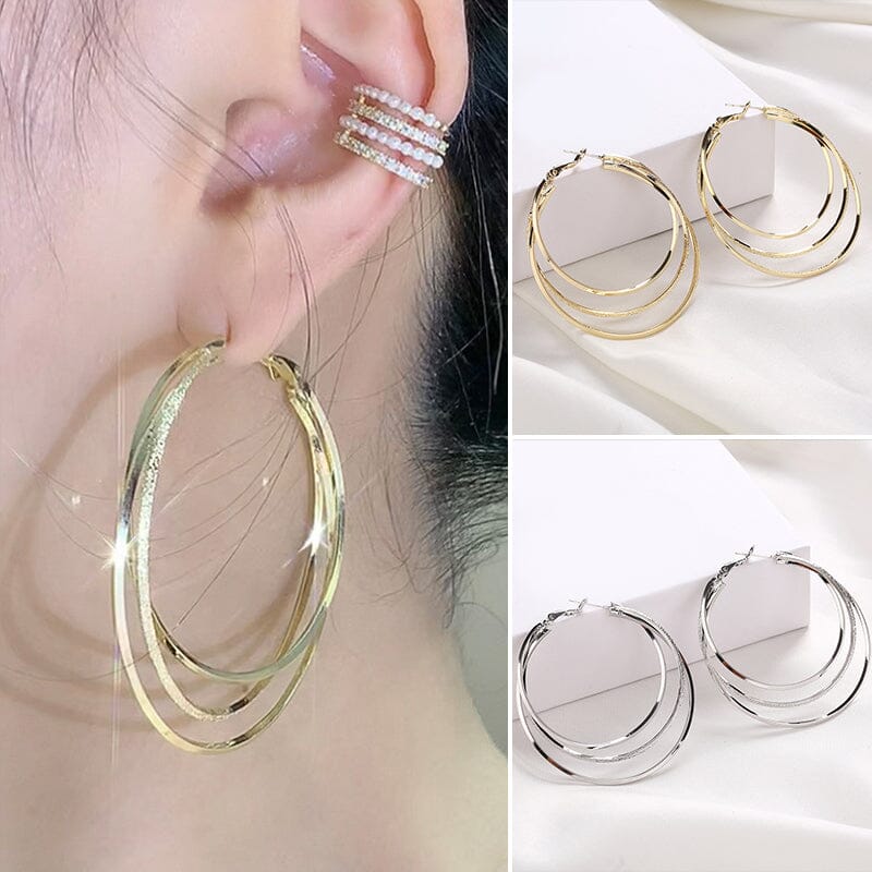 Boucles d'oreilles créoles triple anneau