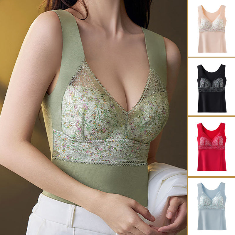 Sous-vêtements thermiques en dentelle avec soutien-gorge intégré 2 en 1