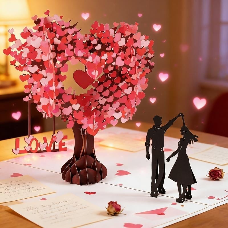 Carte de vœux 3D pop-up pour la Saint-Valentin et les anniversaires d'amour