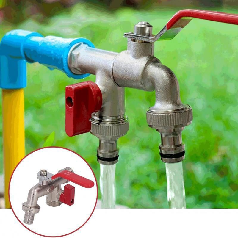 Robinet à double sortie en alliage de zinc pour le jardinage