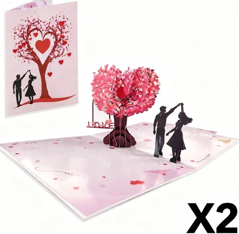 Carte de vœux 3D pop-up pour la Saint-Valentin et les anniversaires d'amour