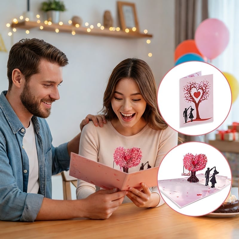 Carte de vœux 3D pop-up pour la Saint-Valentin et les anniversaires d'amour