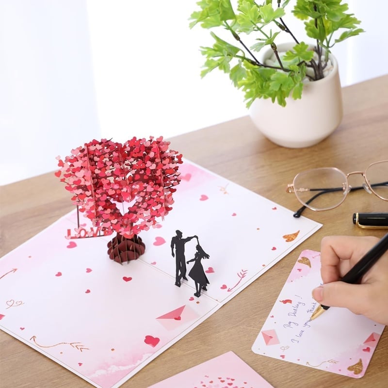 Carte de vœux 3D pop-up pour la Saint-Valentin et les anniversaires d'amour