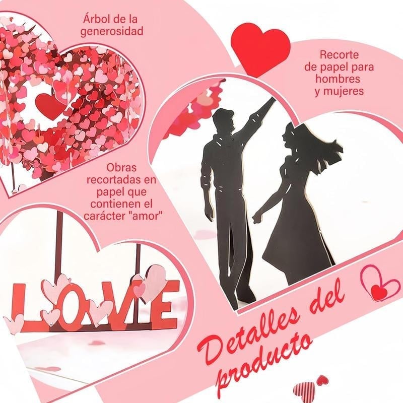 Carte de vœux 3D pop-up pour la Saint-Valentin et les anniversaires d'amour