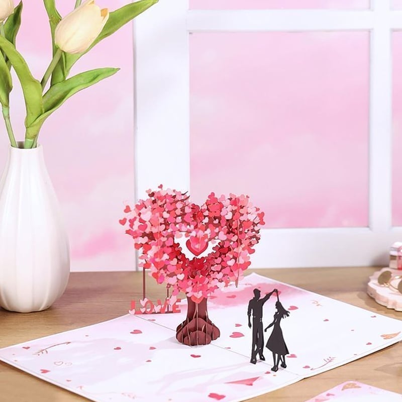 Carte de vœux 3D pop-up pour la Saint-Valentin et les anniversaires d'amour