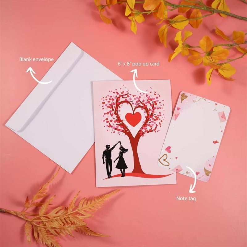 Carte de vœux 3D pop-up pour la Saint-Valentin et les anniversaires d'amour