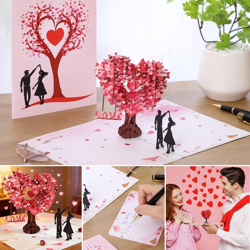 Carte de vœux 3D pop-up pour la Saint-Valentin et les anniversaires d'amour