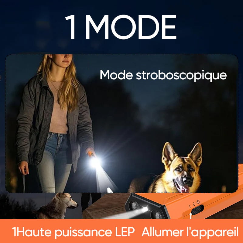 Répulseur Anti-aboiement à Ultrasons 2 En 1 2025 - Portée 8m, Lampe Torche LED, Recharge USB-C, Pour Chiens Et Chats - 2
