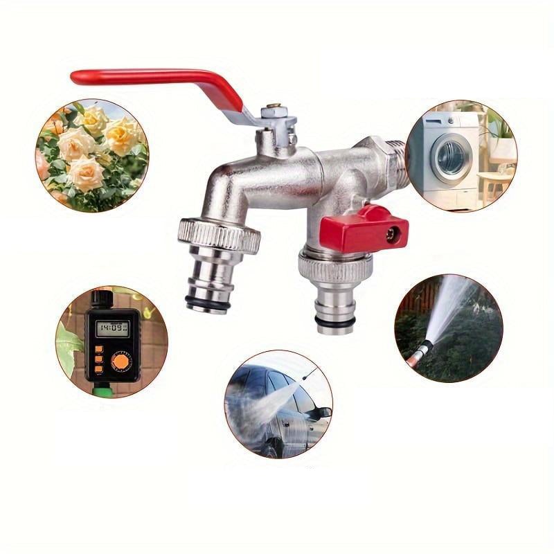 Robinet à double sortie en alliage de zinc pour le jardinage