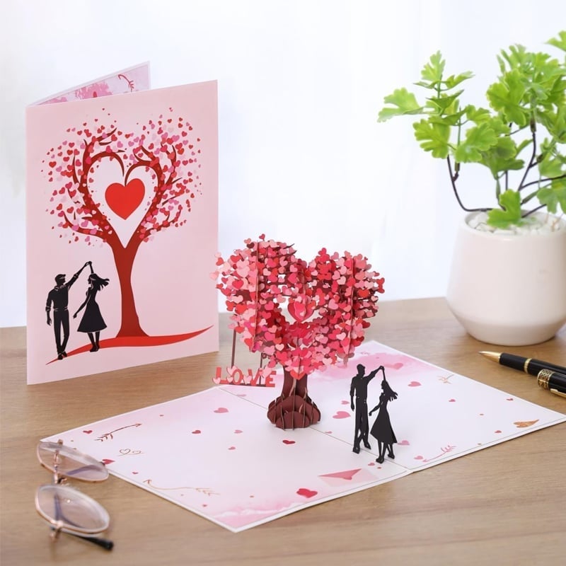 Carte de vœux 3D pop-up pour la Saint-Valentin et les anniversaires d'amour