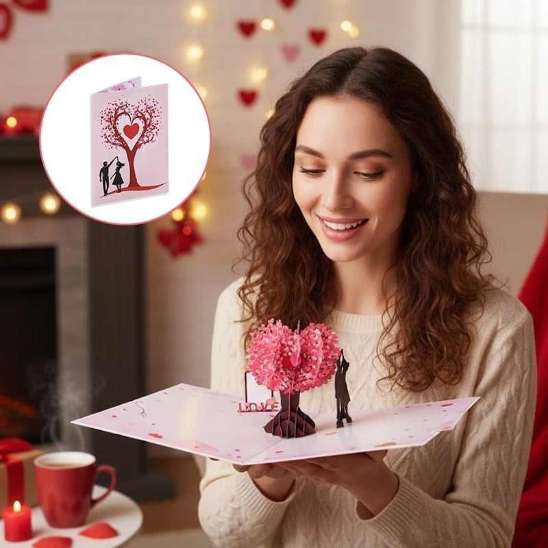Carte de vœux 3D pop-up pour la Saint-Valentin et les anniversaires d'amour