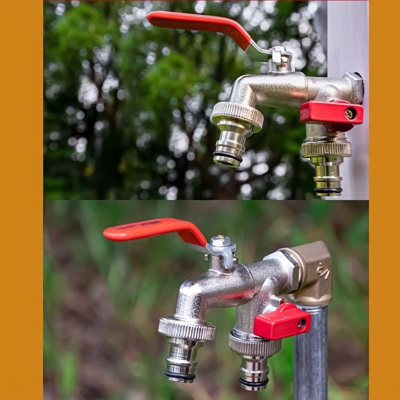 Robinet à double sortie en alliage de zinc pour le jardinage