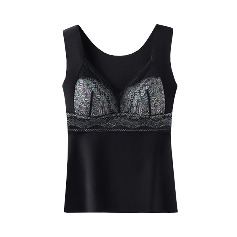Sous-vêtements thermiques en dentelle avec soutien-gorge intégré 2 en 1