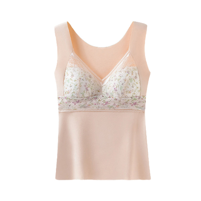 Sous-vêtements thermiques en dentelle avec soutien-gorge intégré 2 en 1