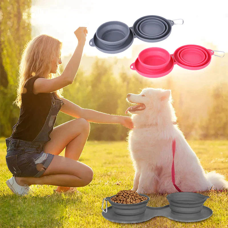 Ensemble de Gamelle Pliable de Voyage en Silicone pour Chien