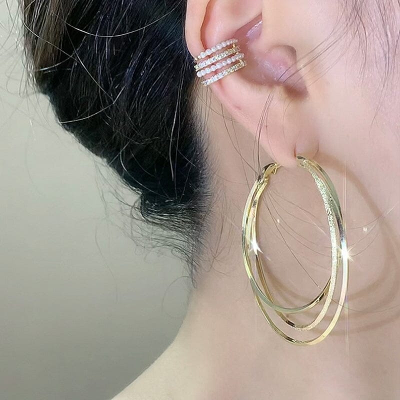 Boucles d'oreilles créoles triple anneau