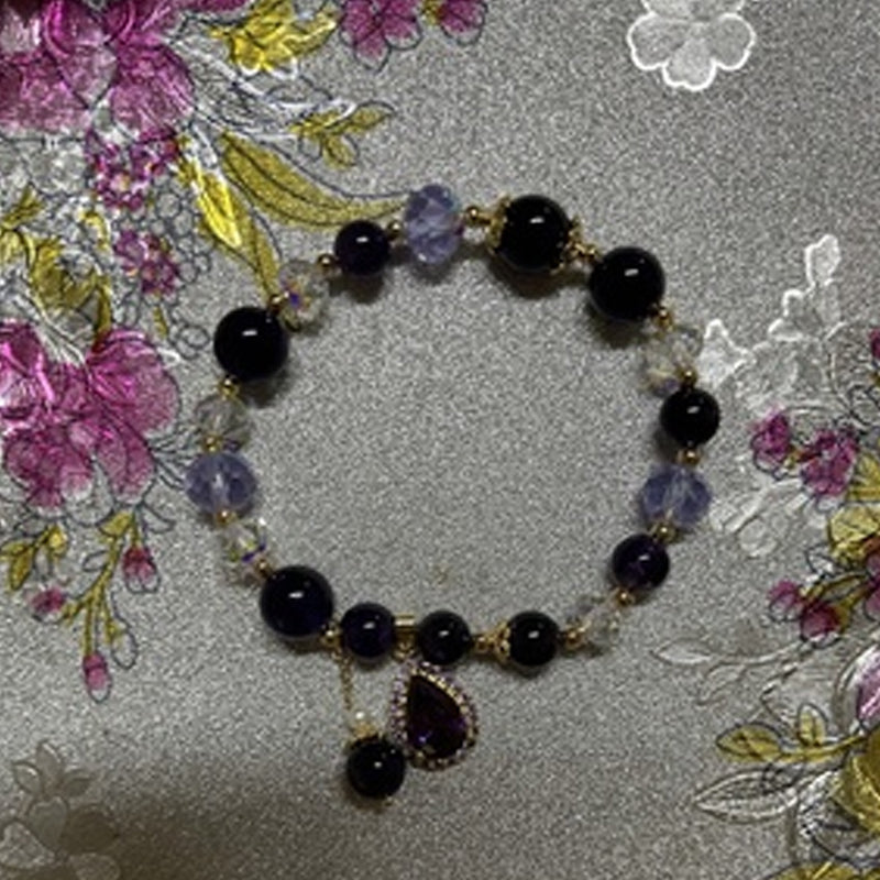 Bracelet pendentif améthyste naturelle et goutte d'eau