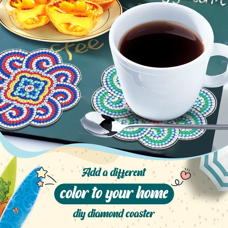 🥰Diamond Crafts Coasters Sous-verres de peinture au diamant (Mandala)