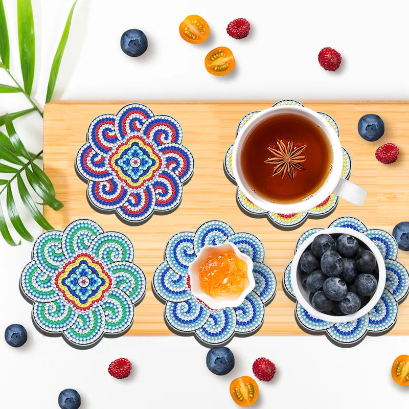 🥰Diamond Crafts Coasters Sous-verres de peinture au diamant (Mandala)