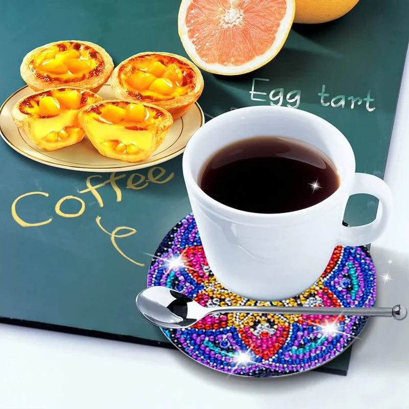 🥰Diamond Crafts Coasters Sous-verres de peinture au diamant (Mandala)