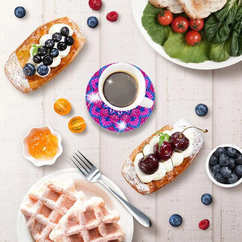 🥰Diamond Crafts Coasters Sous-verres de peinture au diamant (Mandala)