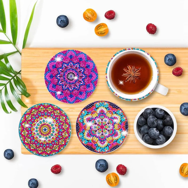 🥰Diamond Crafts Coasters Sous-verres de peinture au diamant (Mandala)