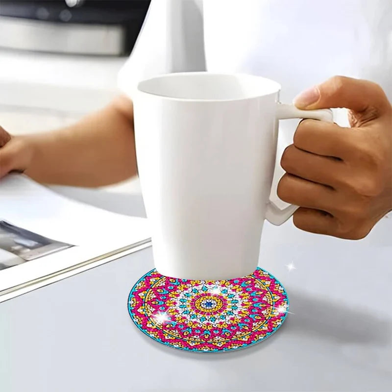 🥰Diamond Crafts Coasters Sous-verres de peinture au diamant (Mandala)