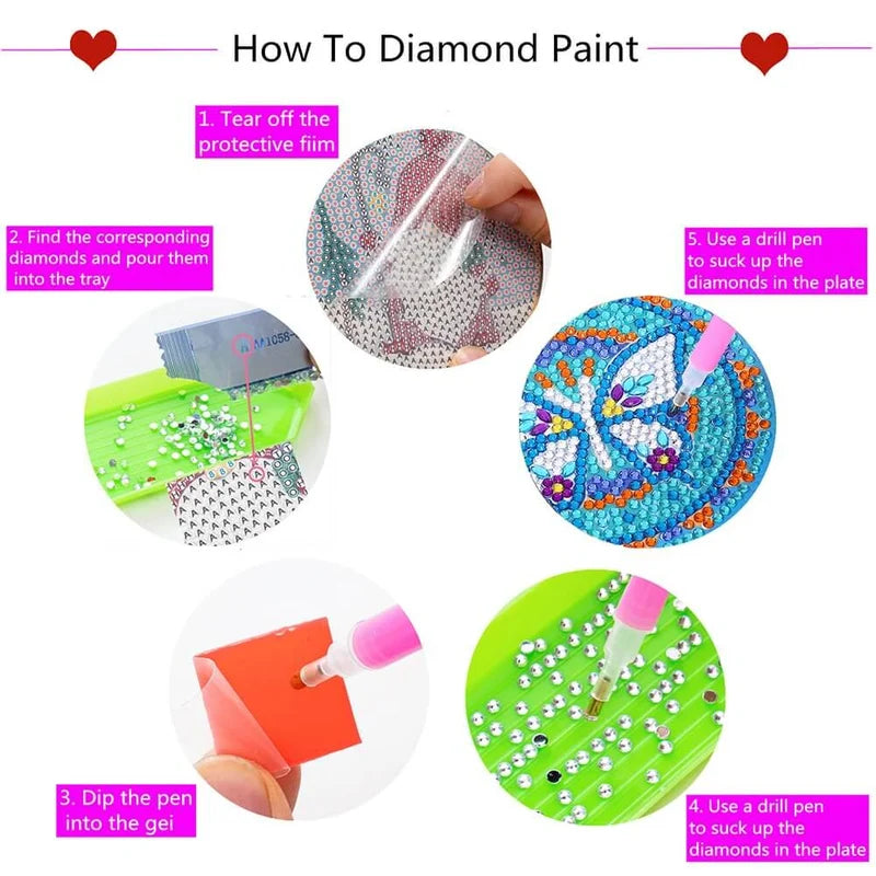 🥰Diamond Crafts Coasters Sous-verres de peinture au diamant (Mandala)