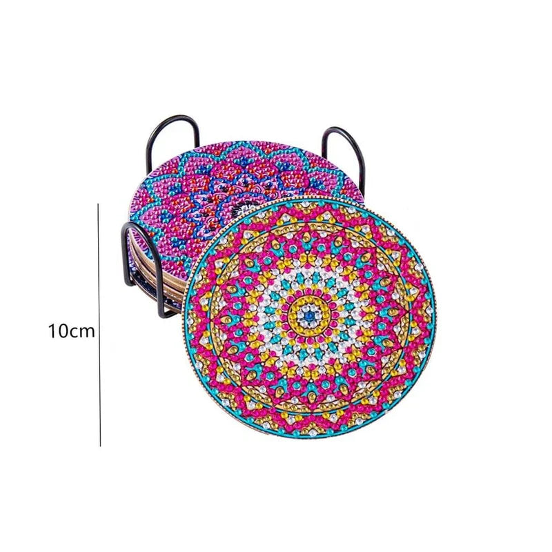 🥰Diamond Crafts Coasters Sous-verres de peinture au diamant (Mandala)