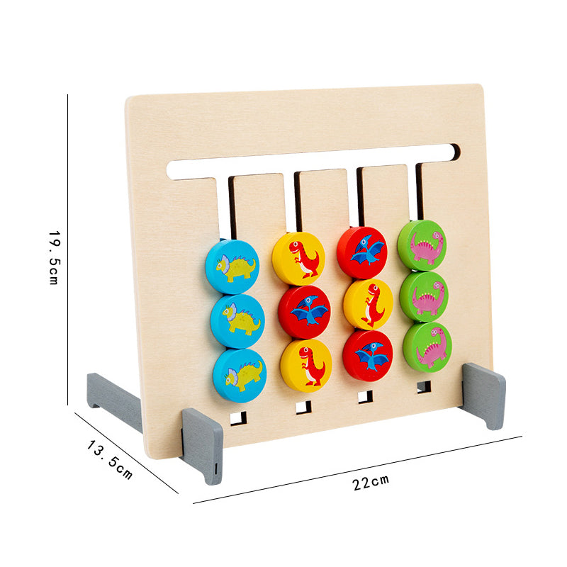 Puzzle logique coulissant en bois à 2 faces