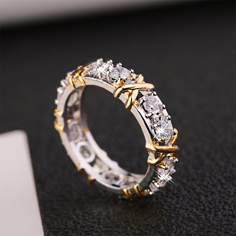 Bague Zircon Incrusté Dichroïque Plaqué Or