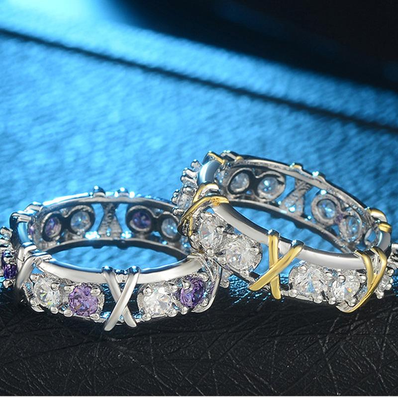 Bague Zircon Incrusté Dichroïque Plaqué Or