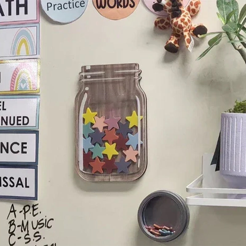 Pot à Récompenses En Bois Avec 30 Étoiles - Système De Motivation Pour Enfants, Maison Ou École