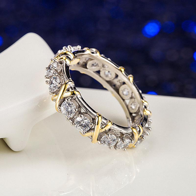 Bague Zircon Incrusté Dichroïque Plaqué Or