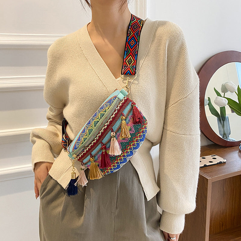 Sac à bandoulière/taille tissé coloré