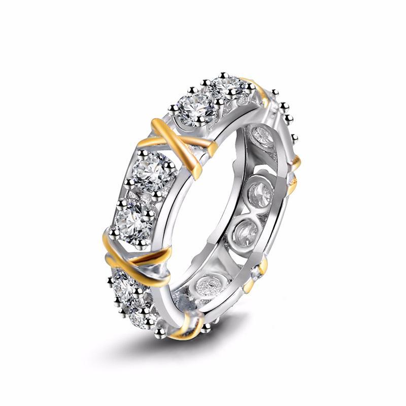 Bague Zircon Incrusté Dichroïque Plaqué Or