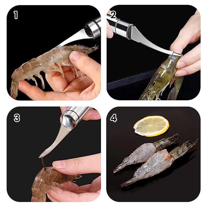 Crevettes Deveiner - Outil de nettoyage pour crevettes - Enfile-crevettes multifonction en acier inoxydable - Creusez pour enlever l'enfile-estomac de crevettes - Outil de nettoyage pour fruits de Crevettes Deveiner - Outil de nettoyage pour crevettes - Enfile-crevettes multifonction en acier inoxydable - Creusez pour enlever l'enfile-estomac de crevettes - Outil de nettoyage pour fruits de