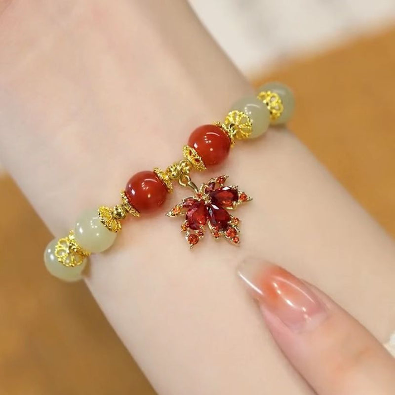 Bracelet feuille d'or jade Hetian