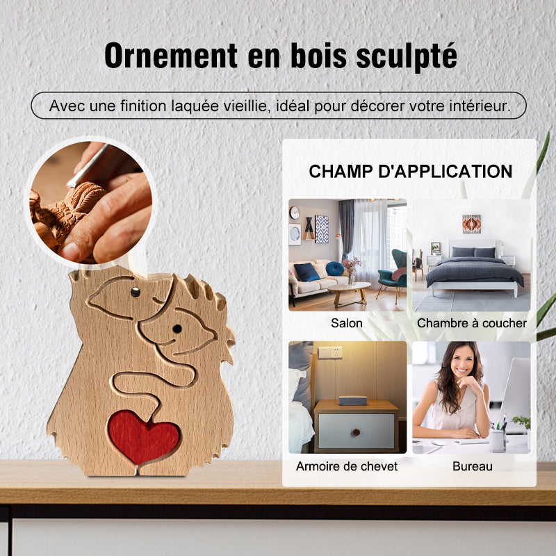 Décoration en Bois Sculptée en Forme d'Animal la Fête des Mères