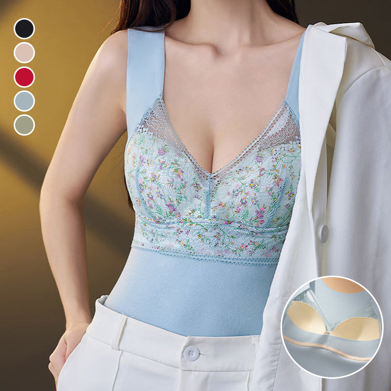 Sous-vêtements thermiques en dentelle avec soutien-gorge intégré 2 en 1
